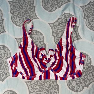 Venus Blue and Red Striped Bikini Top